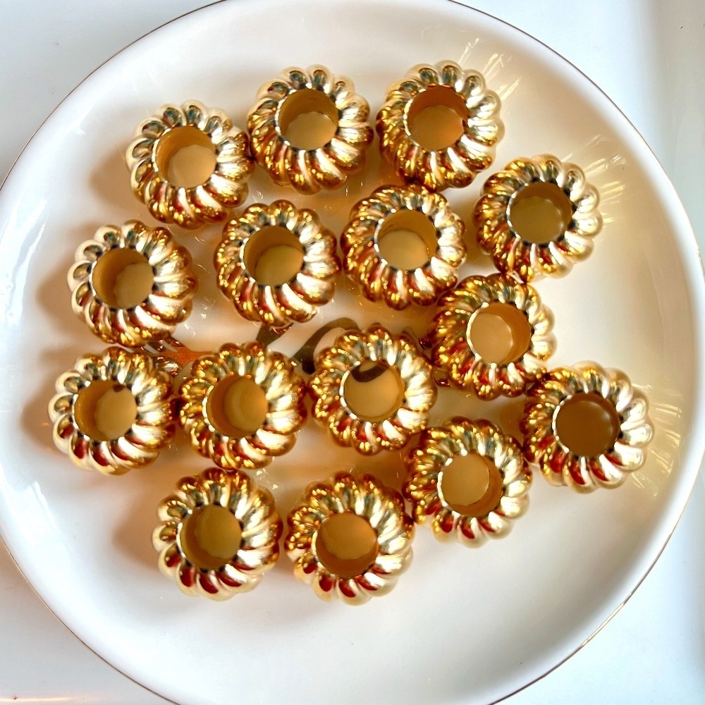 As Low As $2 Corrugated Gold Rondelle CCB Big Hole Beads 17mm x 12mm (15)